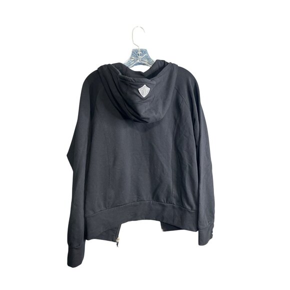 Cocymela Dark Blue Zip Hoodie W/ Thumb Holes Yoga Athleisure Wear Medium - Picture 2 of 7